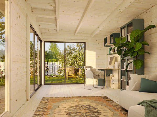 PALMAKO - Studio de jardin en bois Andrea 44mm - L.639xH.264xP.402cm - large
