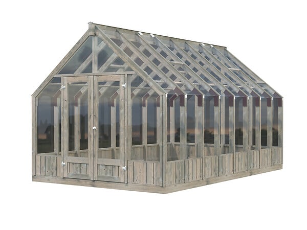 PALMAKO - Serre de jardin Emilia en bois - Gris - 13,8m² - large