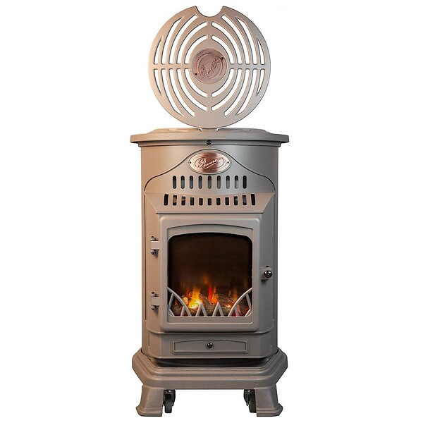 UNIVERSAL - Poêle à gaz Fonte véritable 3.4KW MARRON Miel Effet feu de bois Provence UNIVERSAL - large