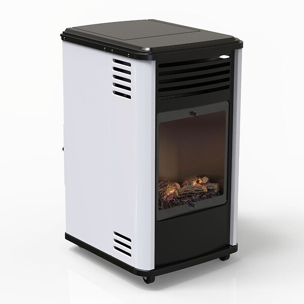 SAHARA - Chauffage à gaz 3.4 KW mobile Effet feu Blanc et Noir + Tuyau gaz + Détendeur butane Manhattan Sahara - large