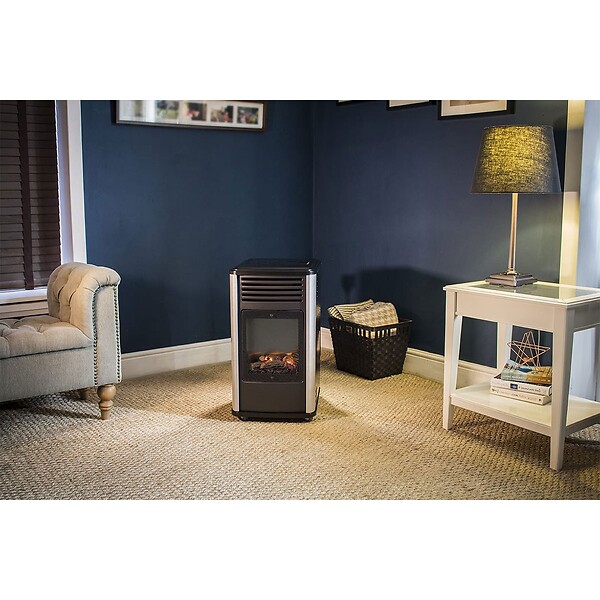 SAHARA - Chauffage à gaz 3.4 KW mobile Effet feu Blanc et Noir + Tuyau gaz + Détendeur butane Manhattan Sahara - large