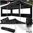 TECTAKE - Tonnelle 6 x 3 m avec 2 rideaux noir - vignette