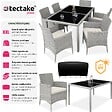 TECTAKE - Salon de jardin 6 places avec housse de protection gris clair/crème - vignette
