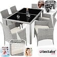 TECTAKE - Salon de jardin 6 places avec housse de protection gris clair/crème - vignette