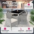 TECTAKE - Salon de jardin 6 places avec housse de protection gris clair/crème - vignette