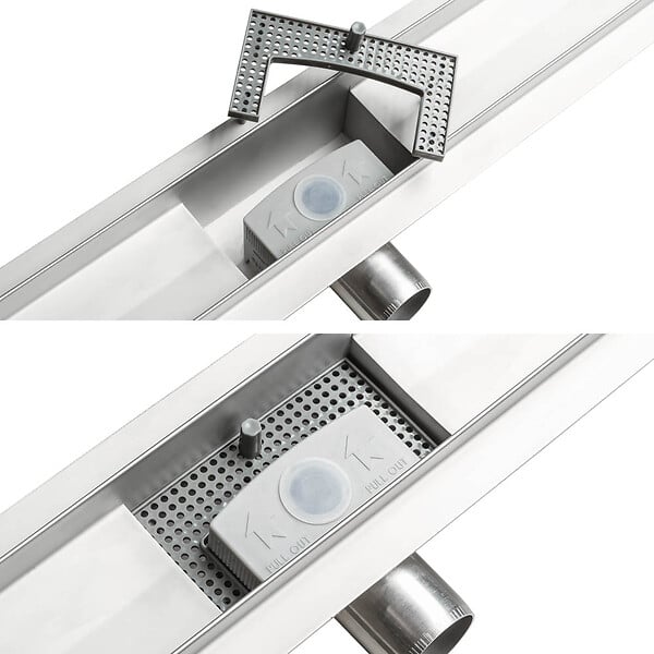 TECTAKE - Caniveau de douche design 1 gris - large
