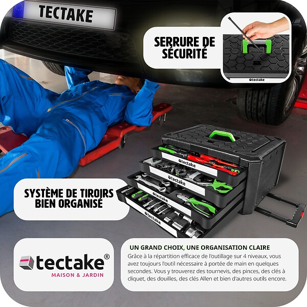 TECTAKE - Caisse à outils 899 pièces noir - large