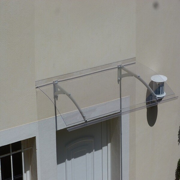 MCCOVER - AUVENT - MARQUISE DE PORTE D'ENTRÉE MÉLANIE Gris clair, L.150 cm, Profondeur totale - 90 cm - large