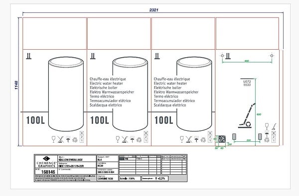 Chauffe-eau électrique vertical mural - 100L - 1200W - large