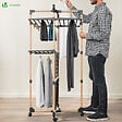 VOUNOT - Sechoir a linge etendoir tour pliable 3 niveaux 69x69x136 cm style bois noir - vignette