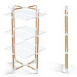 VOUNOT - Sechoir a linge etendoir tour pliable 3 niveaux 69x69x136 cm style bois blanc - vignette