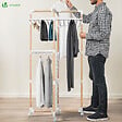 VOUNOT - Sechoir a linge etendoir tour pliable 3 niveaux 69x69x136 cm style bois blanc - vignette