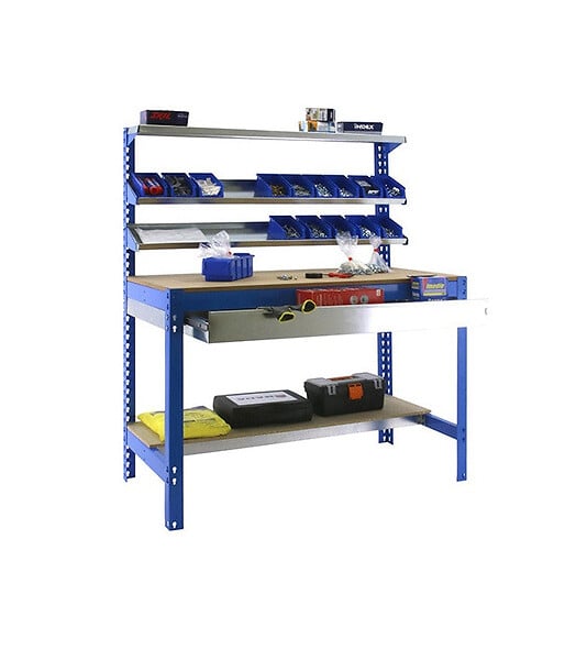 SIMON RACK - Simon Rack - Kit Etabli 1440x900x600mm Charge 400Kg - SIMONWORK BT-1 BOX 900 BLEU/BOIS SIMONRACK - large