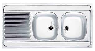 FRANKE - Evier inox à poser 2 bacs 1 égouttoir - Man - 120 x 60 - MAN721-1200 NF- Livré avec siphon- réf : 010372 - FRANKE - large