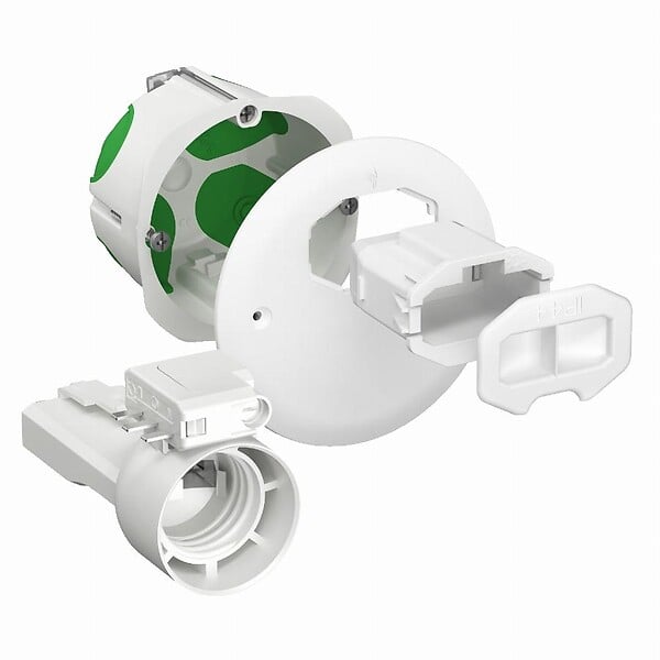 SCHNEIDER - Boite d'applique DCL Multifix Air - Avec couvercle non affleurant + douille DCL et fiche 2P+T - Diam 67mm Prof 40mm - large