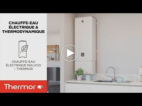 THERMOR - Chauffe-eau électrique Malicio 3 connecté Thermor - 2250W - Plat Multiposition - 80L - 3 personnes - Blanc - large