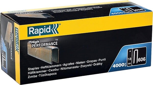 RAPID - Agrafes en fil plat galvanisés n° 606/18 mm - 4000 pièces - Boite en carton - RAPID-ISABERG - 11897602 - large