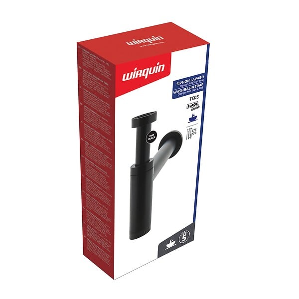 WIRQUIN - Siphon teos de lavabo design en abs noir - large