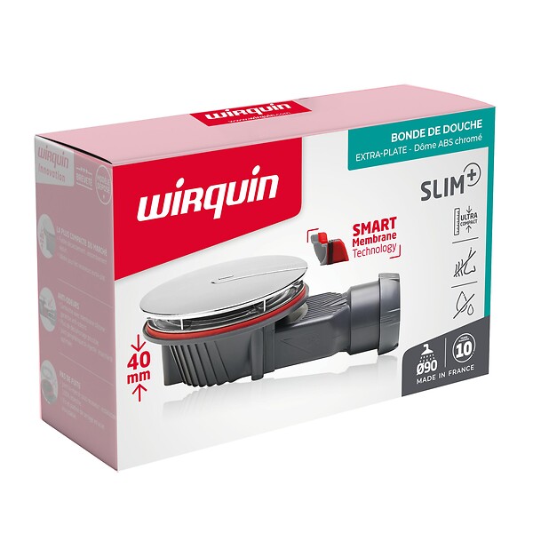 WIRQUIN - Bonde de douche SLIM+ D90 dôme ABS - large