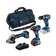 BOSCH - Pack BOSCH Perceuse-visseuse GSB 18V-45 + Boulonneuse GDX 18V-200 + Meuleuse GWS 18V-7 + 2 batteries 5.0Ah 18V + chargeur - vignette
