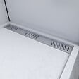 AURLANE - Receveur en acrylique Blanc Effet Pierre 90x120x4 cm - Grille Linéaire Chrome - MOON - vignette
