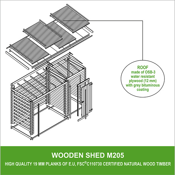 TIMBELA - Abri de jardin+ Chalet pour vélos - 344 x 130 cm - 2,54 m2+1,1 m2 - TIMBELA M205 - large