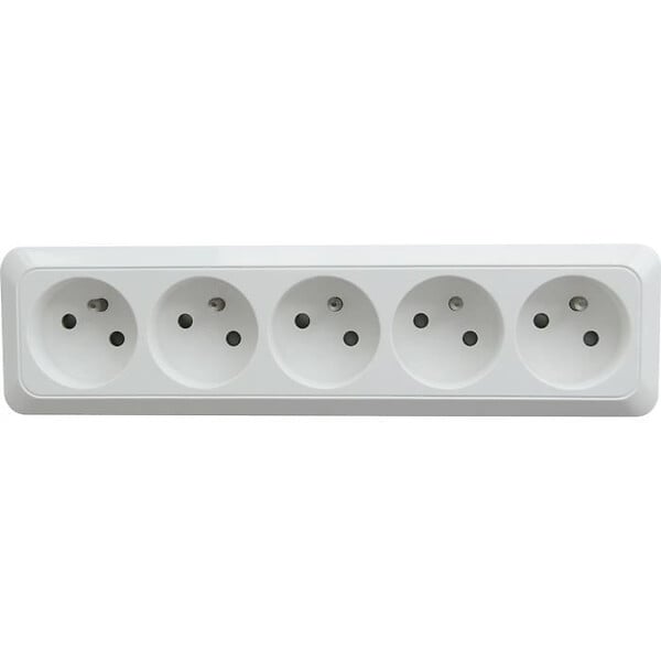 DIO - Bloc multiprise à câbler 5 prises 2P+T 16A - Blanc - Dio - large