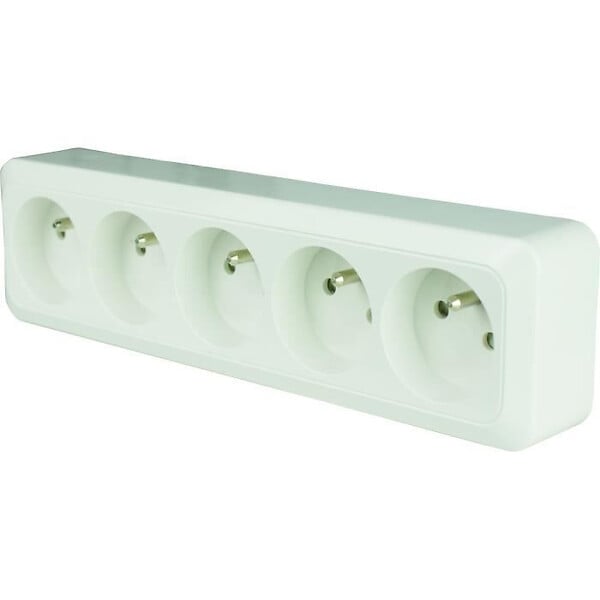 DIO - Bloc multiprise à câbler 5 prises 2P+T 16A - Blanc - Dio - large