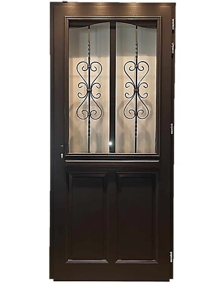 GD MENUISERIES - Porte d'entrée Bois Vitrée Sanna, H215 x L90 cm Côte Tableau p.Gauche (Poignée, Barillet ref 010403FP) - large