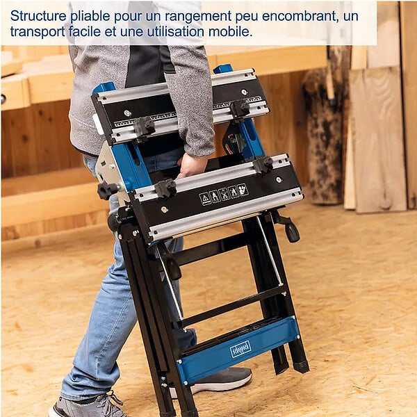 SCHEPPACH - Etabli pliant mobile SCHEPPACH UWB1000 - Charge max 100 kg - Hauteur de travail 770 à 1070 mm - large