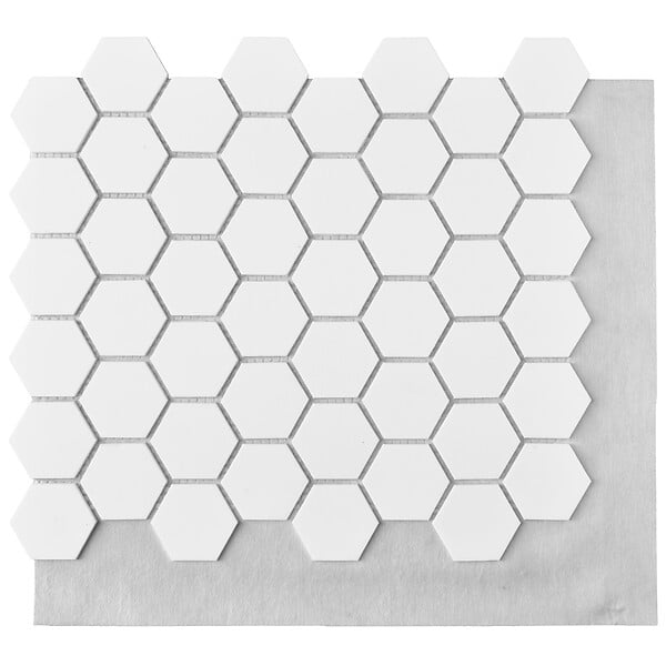 U-TILE - Mosaïque en solid surface 30 x 30 cm - format hexagone blanc pur lisse - large