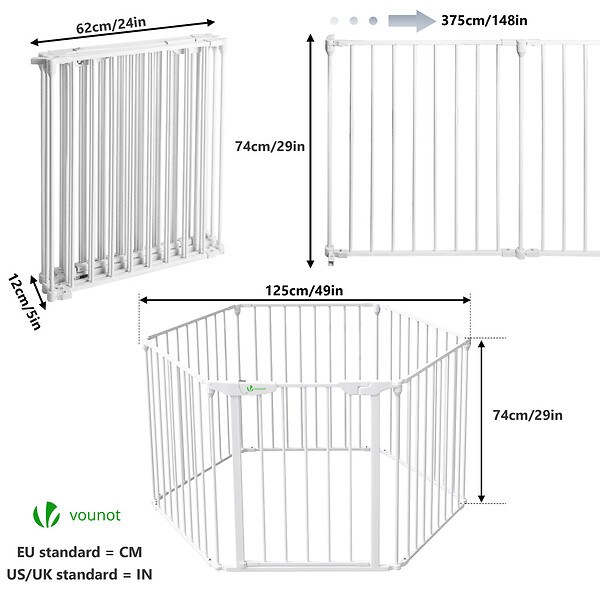 VOUNOT - Barriere de securite cheminee pliable 3.75M 6 panneaux blanc - large