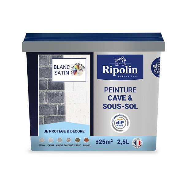 RIPOLIN - Peinture cave et sous-sol - Blanc - Satin - 2,5L - large