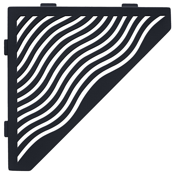 U-TILE - Etagère de douche en acier inox noir 20,4 x 20,4 cm x 2 mm - Pentagone design Aqua - fixation sans perçage - large
