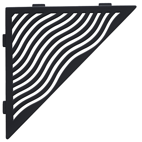 U-TILE - Etagère de douche en acier inox noir 20,4 x 20,4 cm x 2 mm - Triangulaire design Aqua - fixation sans perçage - large