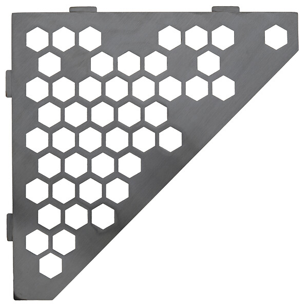 U-TILE - Etagère de douche en acier inox 20,4 x 20,4 cm x 2 mm - Pentagone design Hexagone - fixation sans perçage - large