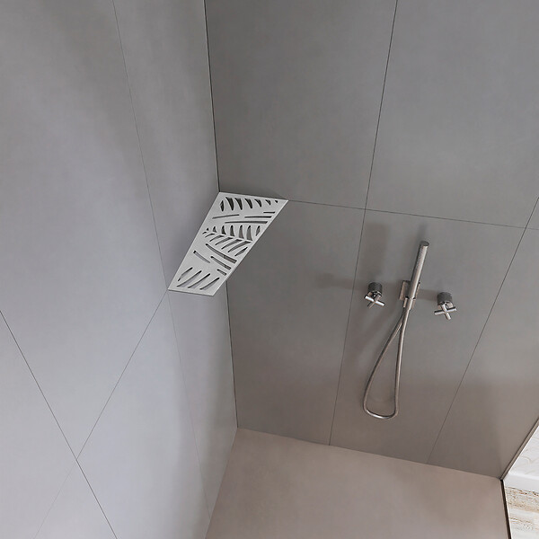 U-TILE - Etagère de douche en acier inox 26,2 x 12/7 cm x 2 mm - Rectangulaire design Jungle - fixation sans perçage - large