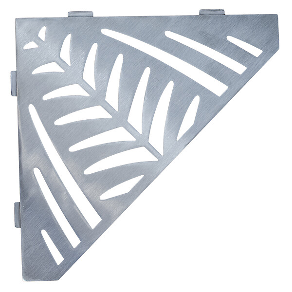 U-TILE - Etagère de douche en acier inox 20,4 x 20,4 cm x 2 mm - Pentagone design Jungle - fixation sans perçage - large