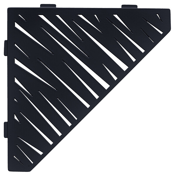 U-TILE - Etagère de douche en acier inox noir 20,4 x 20,4 cm x 2 mm - Pentagone design Tiger - fixation sans perçage - large