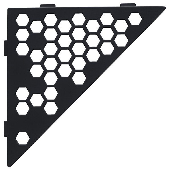 U-TILE - Etagère de douche en acier inox noir 20,4 x 20,4 cm x 2 mm - Triangulaire design Hexagone - fixation sans perçage - large