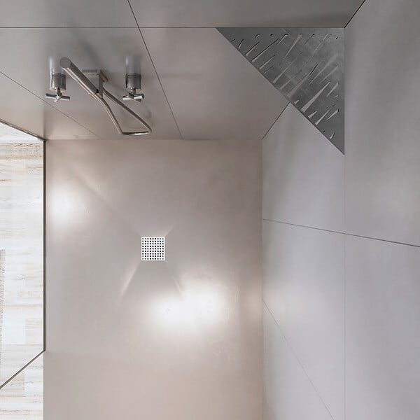 U-TILE - Etagère de douche en acier inox 20,4 x 20,4 cm x 2 mm - Triangulaire design Tiger - fixation sans perçage - large