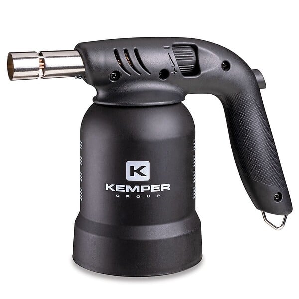 KEMPER - Lampe à souder à gaz Professionnelle 360° Chalumeau gaz Allumage piezo + 8 Cartouches gaz Perçables KEMPER - large