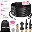 TECTAKE - Kit de nettoyage et de débouchage de canalisations avec 1 tuyau, 2 buses et 3 adaptateurs noir - vignette