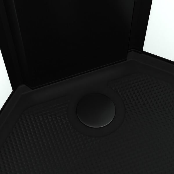 AURLANE - Cabine de douche 1/4 de cercle 85x85x200 cm - Portes coulissantes - Receveur Noir Mat - large