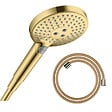 HANSGROHE - Pommeau de douche HANSGROHE Raindance Select S EcoSmart 120 3 jets aspect doré poli + flexible de douche HANSGROHE Designflex 160 cm doré poli - vignette