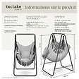 TECTAKE - Fauteuil suspendu ALISON style boho avec une capacité de charge de 160kg gris - vignette