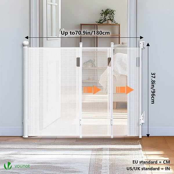 VOUNOT - Barriere de securite retractable HAUTE 180x96cm blanc - large