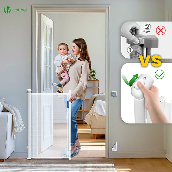VOUNOT - Barriere de securite retractable HAUTE 180x96cm blanc - large