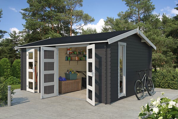 LASITAMAJA - Abri bois carroz2 28mm  anthracite  su15,96m2 - large