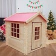 TIMBELA - Timbela M570R-1 Maison en bois pour enfants - Toit rouge - 111x113xH121cm / 0.9 m2 SANS PLANCHER - vignette